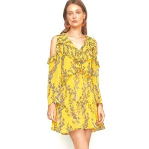 NWT BCBG XXS $268 Flowy Yellow Floral Dress